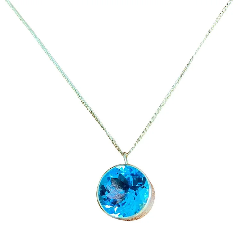 Ladies necklaces elegant designs-Yaron Morhaim Blue Topaz Gold Fill Necklace