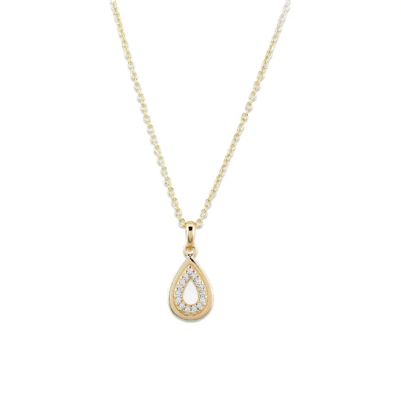 Ladies necklaces gothic styles-Unique & Co Gold Vermeil Cubic Zirconia Teardrop Necklace