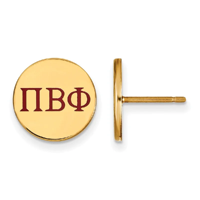 Ladies earrings unique pieces-14K Plated Silver Pi Beta Phi Enamel Greek Letters Post Earrings