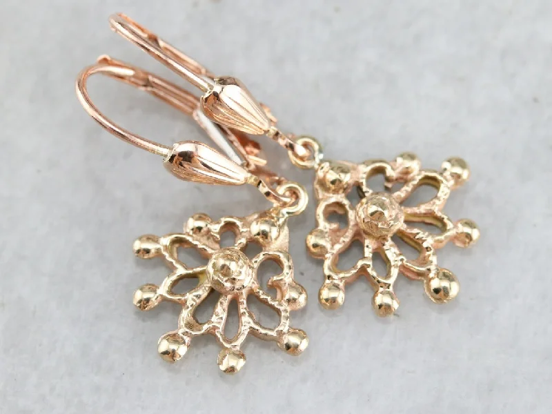 Ladies earrings sentimental value-Vintage Filigree Drop Earrings