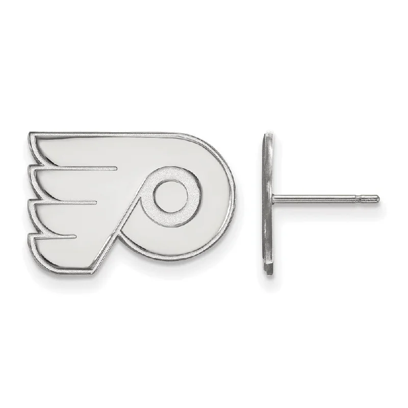 Ladies earrings online buys-14k White Gold NHL Philadelphia Flyers Small Post Earrings