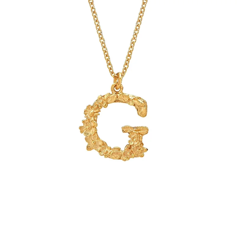 Ladies necklaces delicate looks-Alex Monroe Floral Letter G Necklace