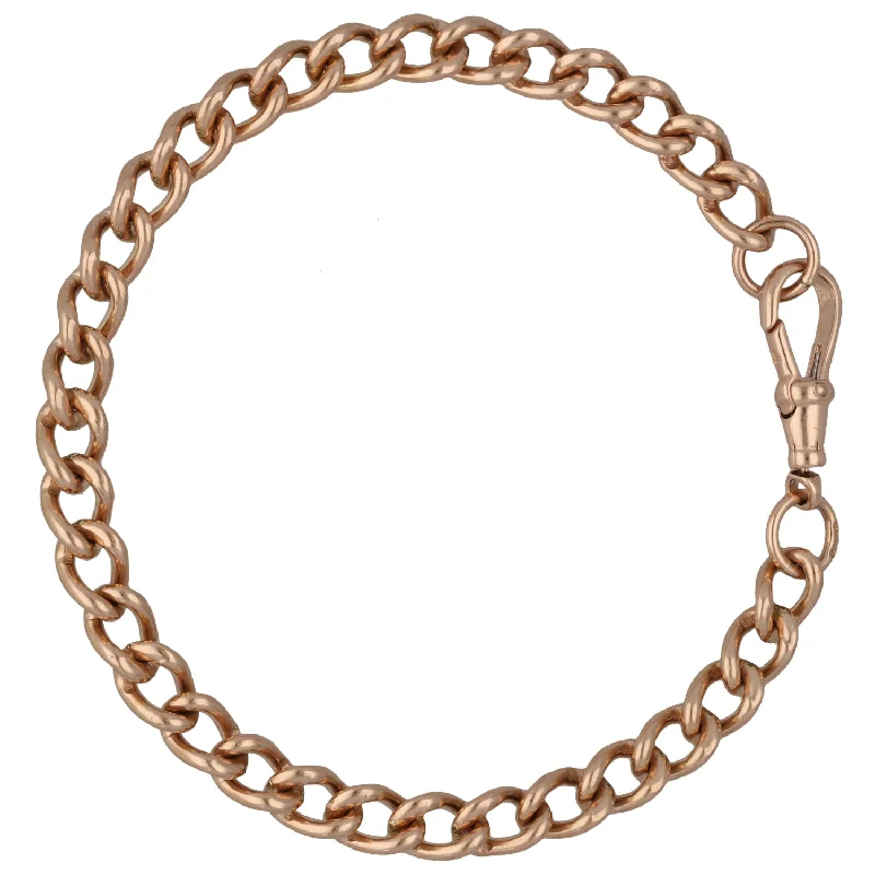 Ladies bracelets trending designs-9ct Rose Gold Curb Bracelet