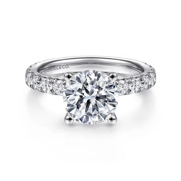 Ladies wedding rings store locations-14K White Gold Round Diamond Engagement Ring