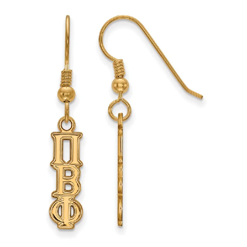 Ladies earrings celebrity trends-14K Plated Silver Pi Beta Phi XS Dangle Earrings