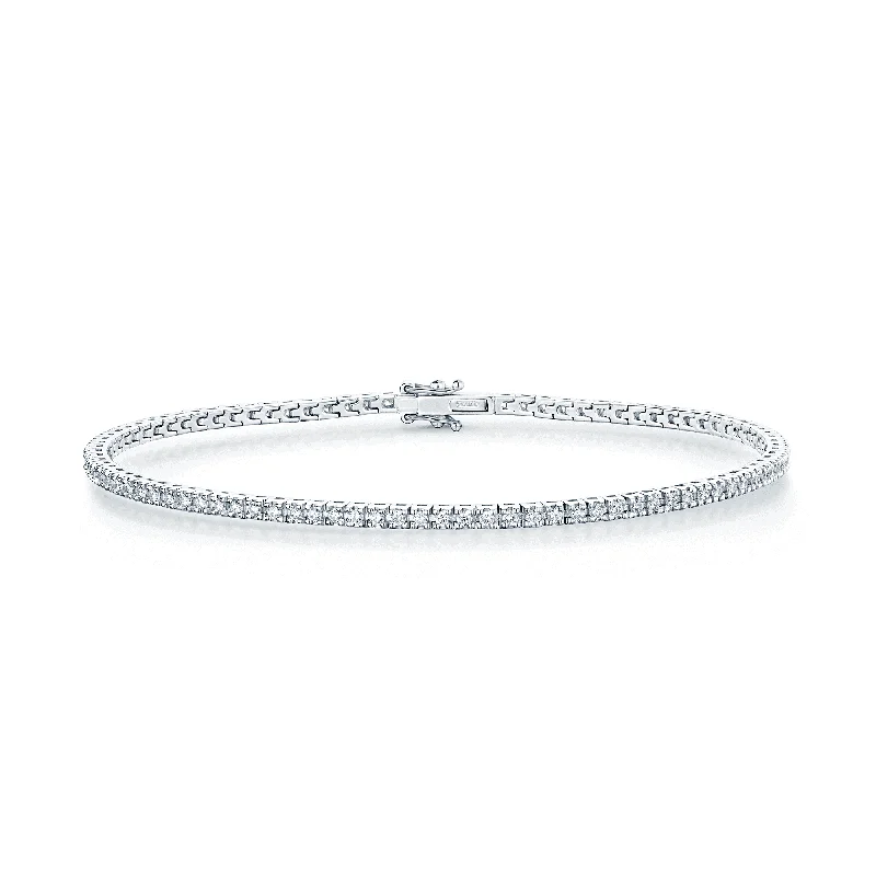 Ladies bracelets youthful flair-18ct White Gold Diamond Claw Set Fine Tennis Bracelet