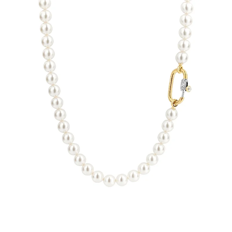 Ladies necklaces social trends-Ti Sento Gold Vermeil Pearls Lock Necklace