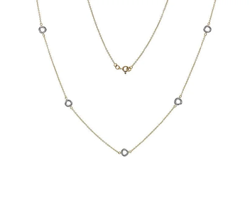 Ladies necklaces office wear-9ct Gold Chain with White Gold Circles Necklace