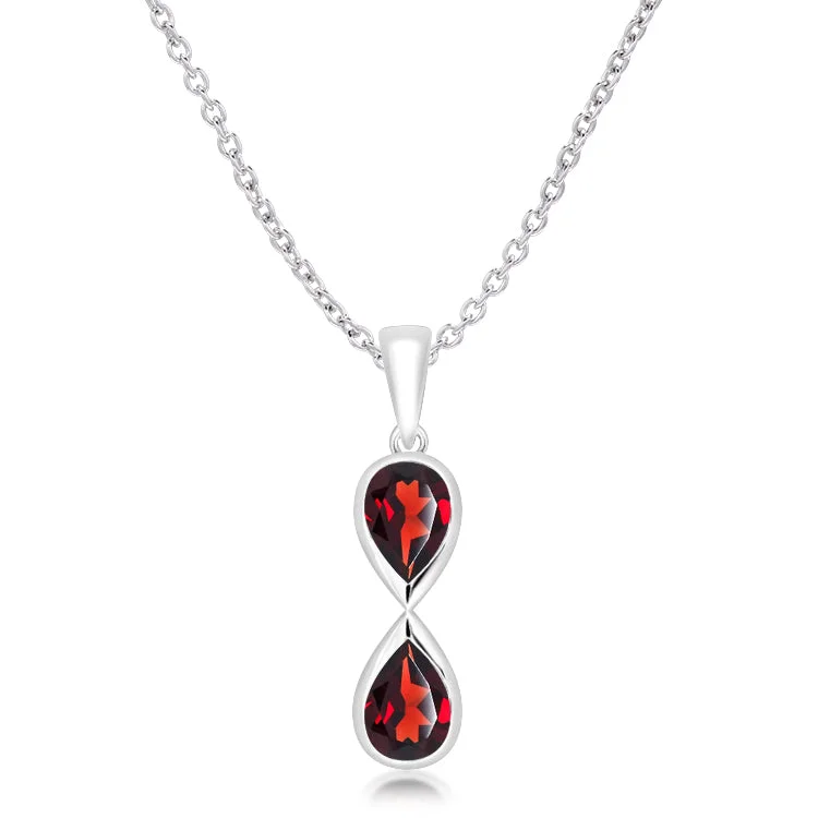 Ladies necklaces choker designs-Unique & Co Sterling Silver Garnet Pendant Necklace