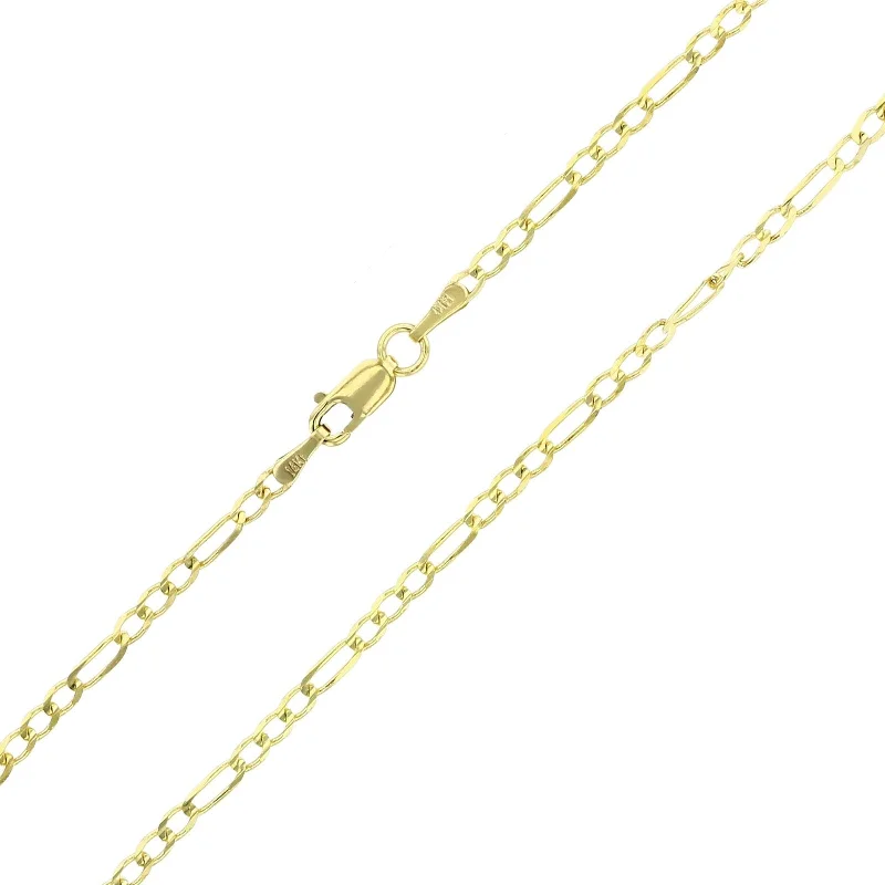 Ladies bracelets diamond accents-Solid Figaro Anklet Bracelet (14K)