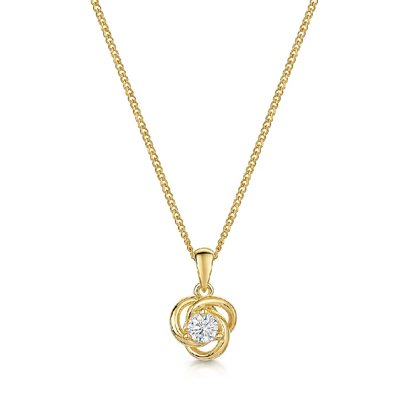 Ladies necklaces gold designs-Jools Gold Vermeil Cubic Zirconia Circles Knot Pendant Necklace