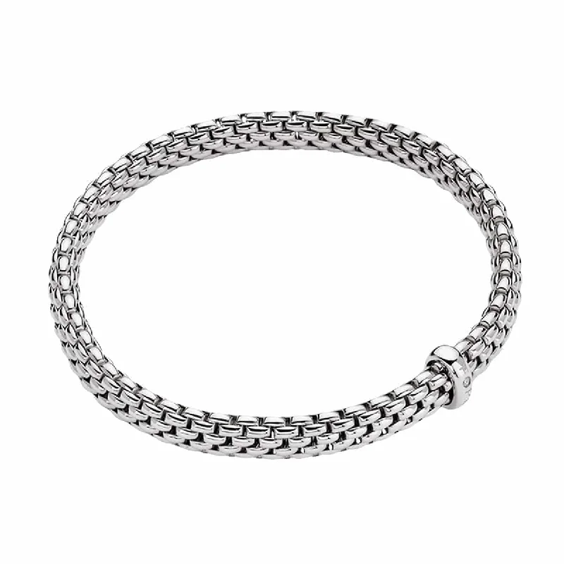 Ladies bracelets vintage appeal-Flex'it Vendome 18ct White Gold Bracelet With Single Diamond Set Rondel