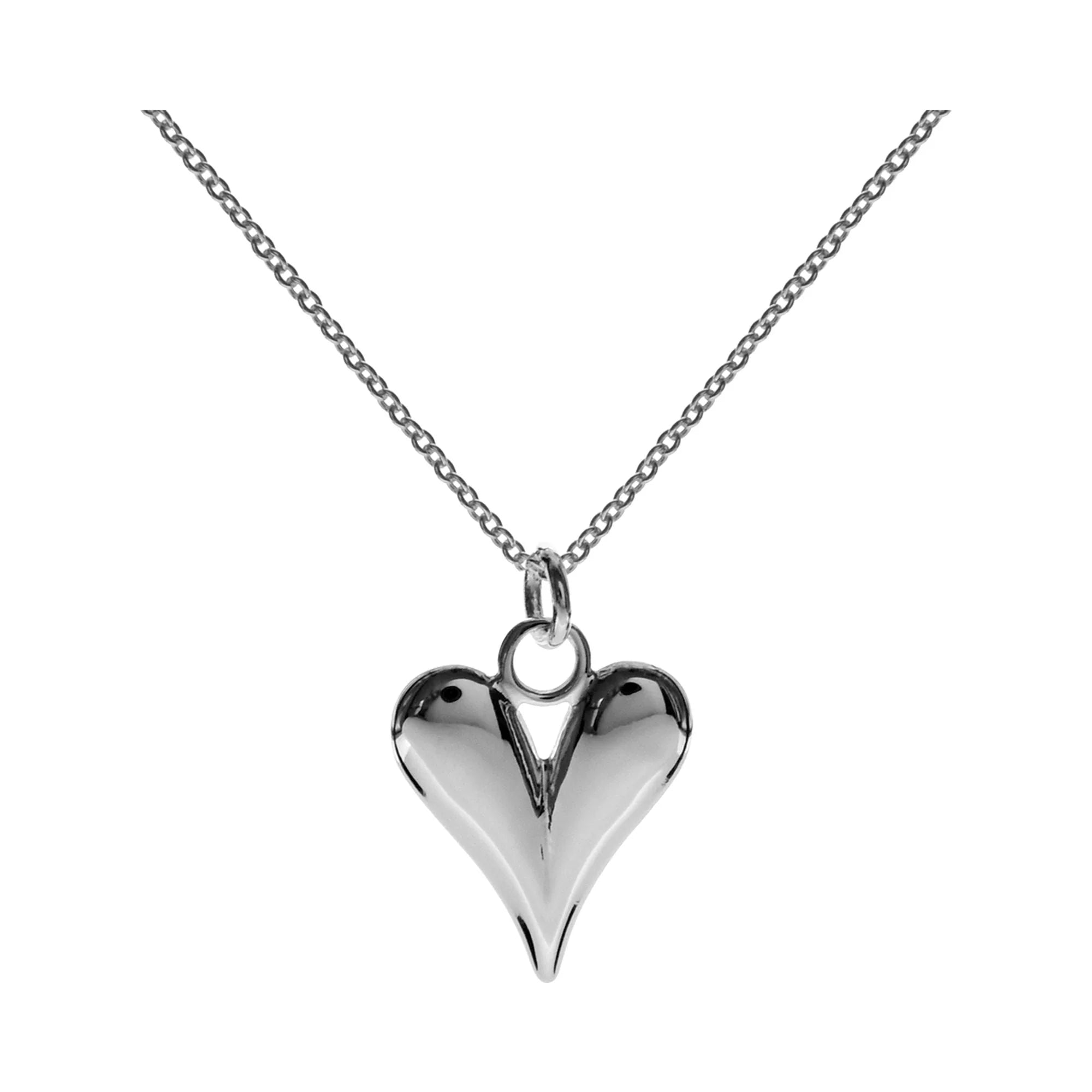 Ladies necklaces boho charm-Sterling Silver Elongated Heart Necklace