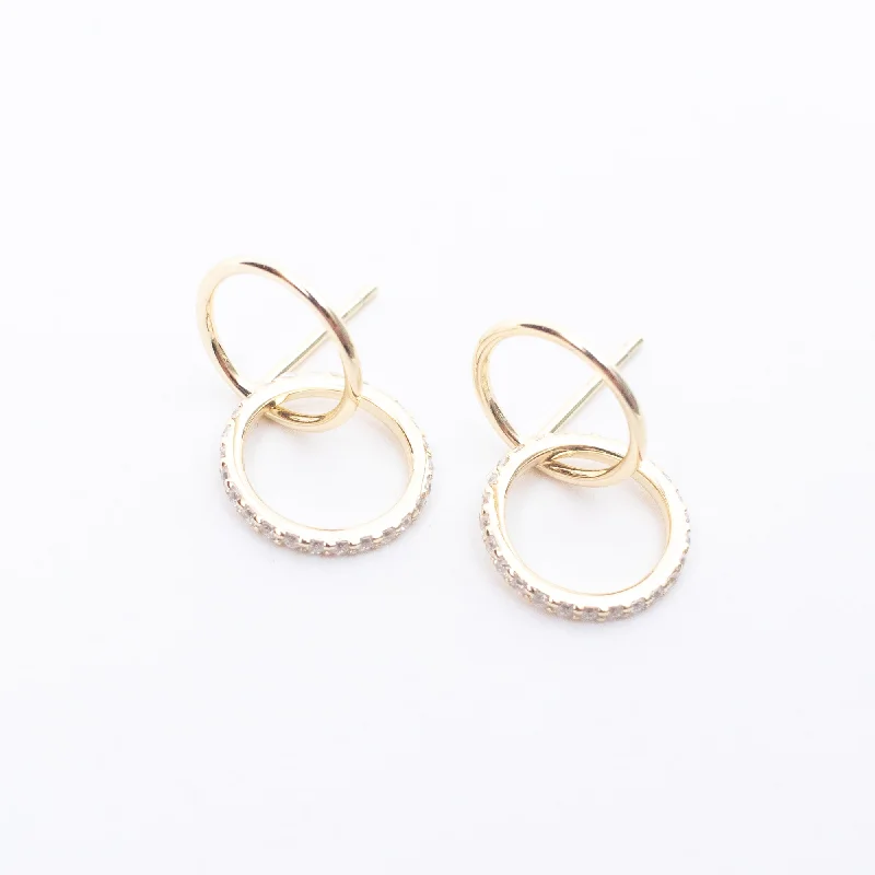 Ladies rings viral picks-Gold Vermeil Cubic Double Ring Studs