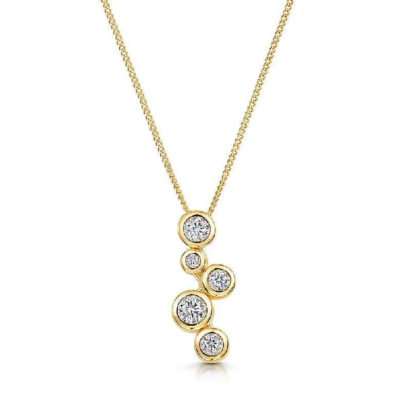 Ladies necklaces ruby stones-5 Stone Bubbles Pendant Necklace - Yellow Gold