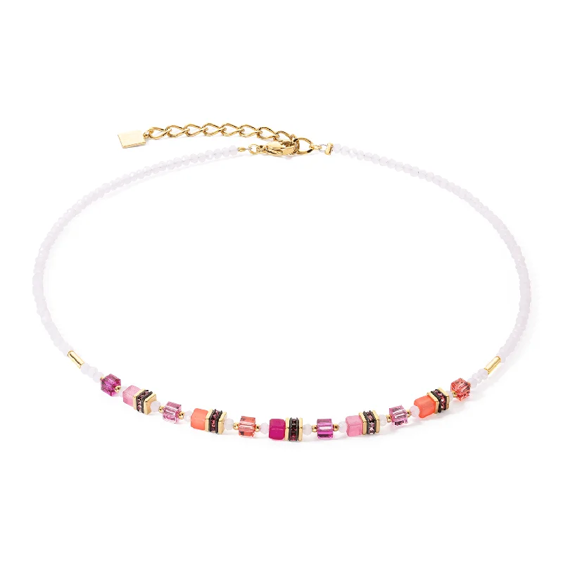 Ladies necklaces lightweight options-Coeur De Lion Magenta Mini Cubes Necklace