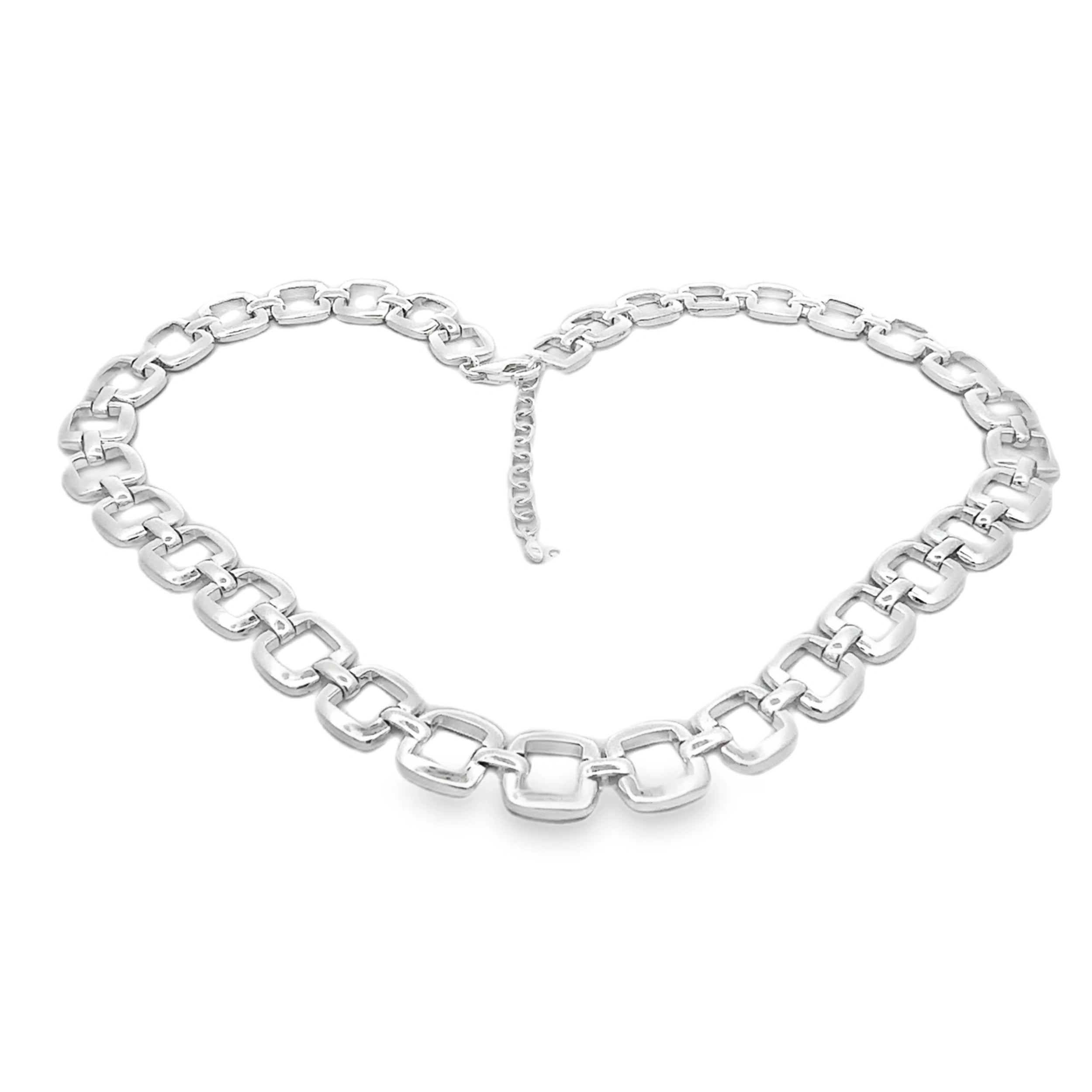 Ladies necklaces unique pieces-Sterling Silver Open Cushion Necklace