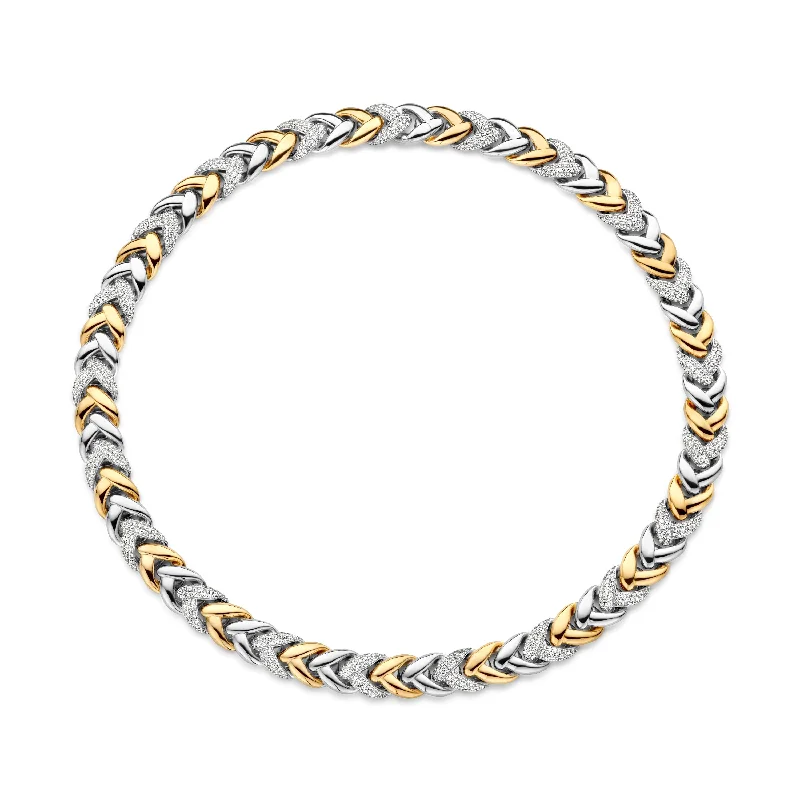 Ladies necklaces minimalist looks-Ti Sento Gold and Silver Cubic Zirconia Braided Necklace