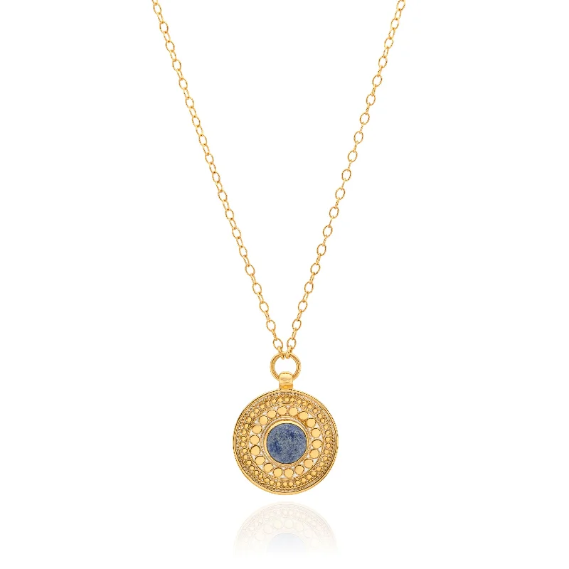 Ladies necklaces gold designs-Anna Beck Dotted Dumortierite Pendant Necklace