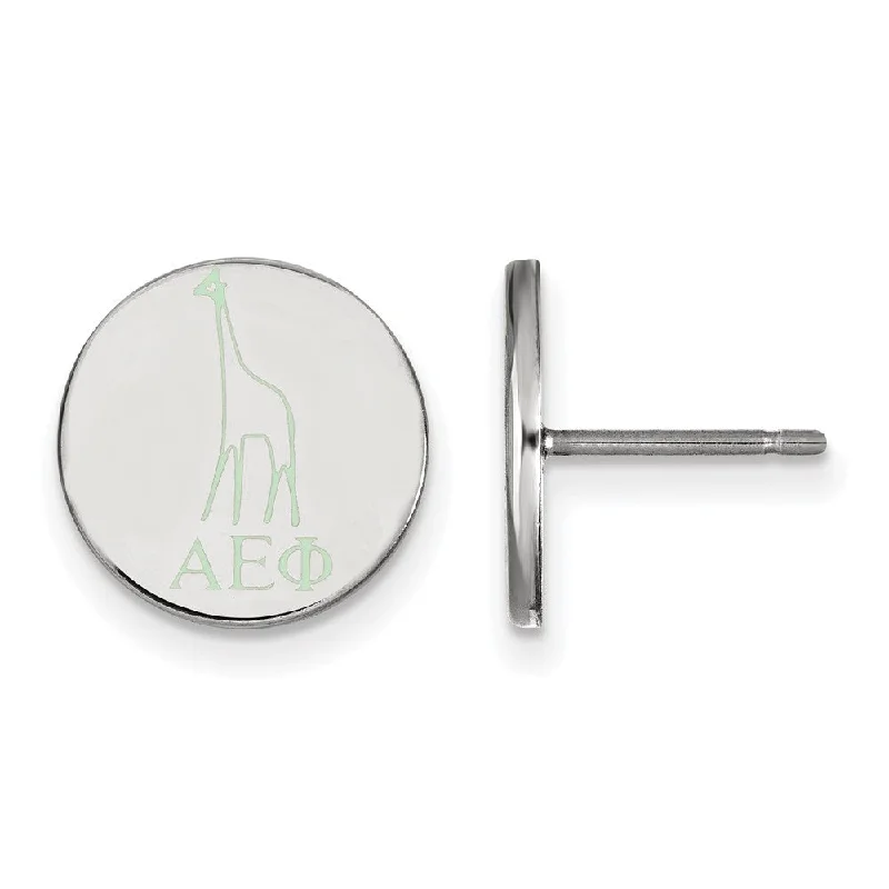 Ladies earrings bridal essentials-Sterling Silver Alpha Epsilon Phi Enamel Post Earrings