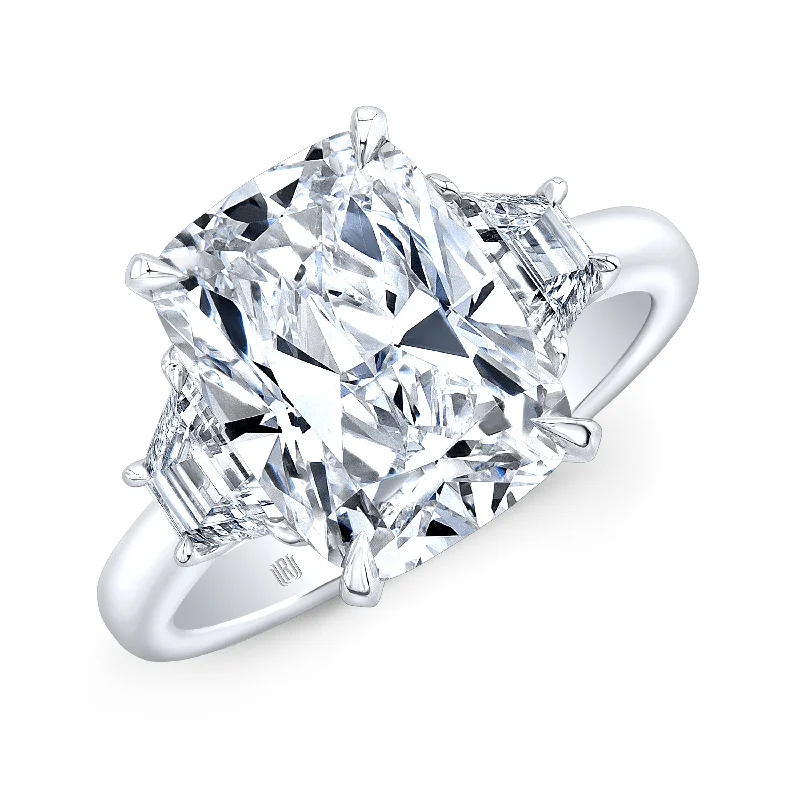 Ladies wedding rings modern silver-Cushion-Cut Diamond Engagement Ring in Platinum