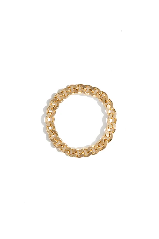 Ladies rings anniversary choices-Delicate Curb Chain Ring in Gold