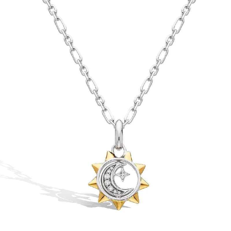 Ladies necklaces silver finishes-Kit Heath Revival Céleste Sun and Moon Necklace