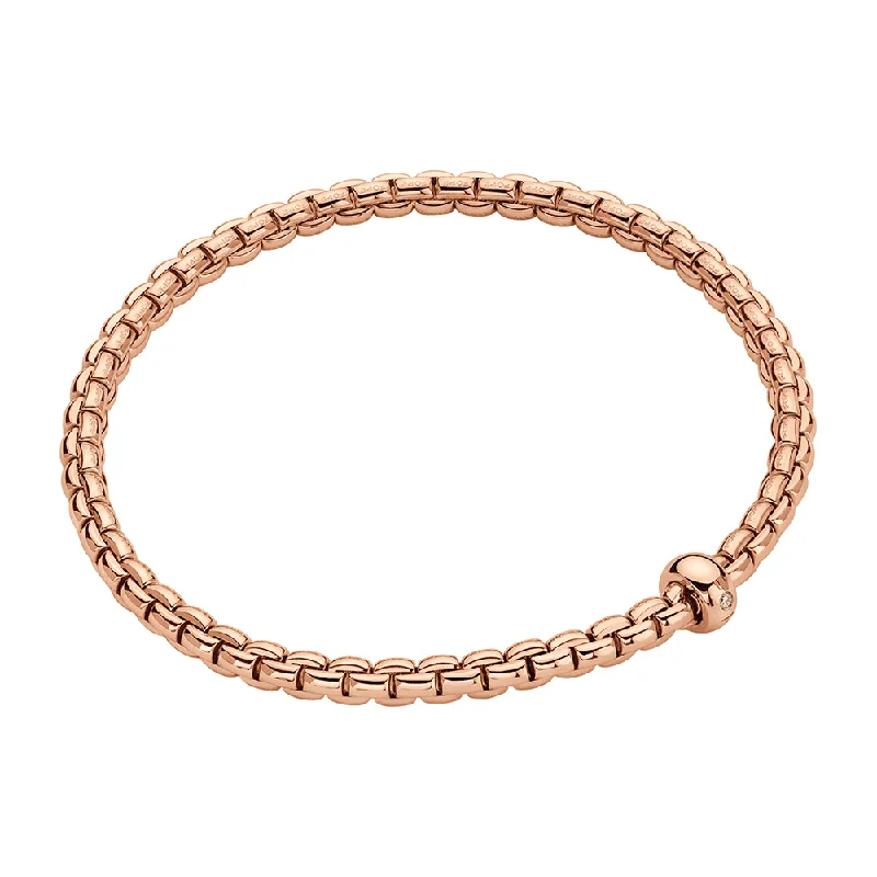 Ladies bracelets gold-plated-Eka 18ct Rose Gold Bracelet Set With One Diamond