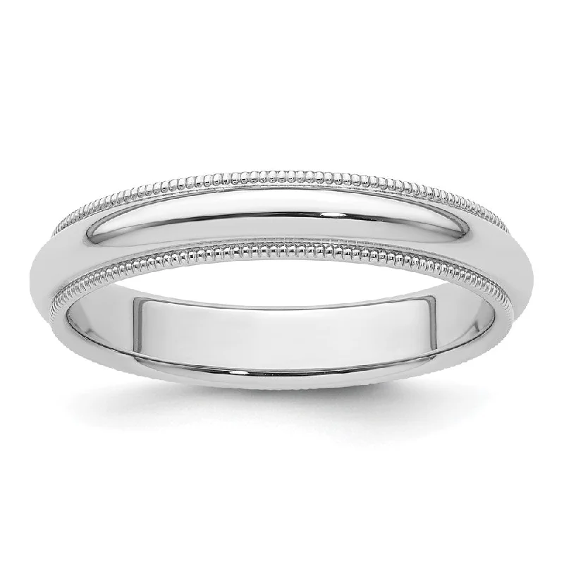 Ladies rings engraved names-4mm to 6mm Platinum Milgrain Edge Domed Comfort Fit Band