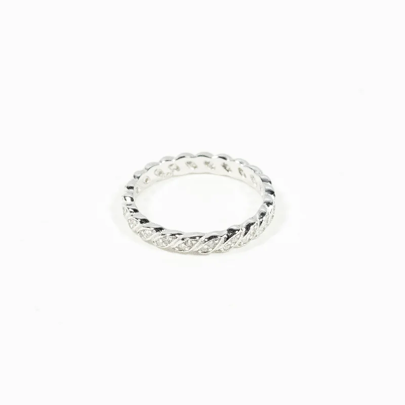 Ladies rings anniversary choices-Silver Eternity CZ Ring