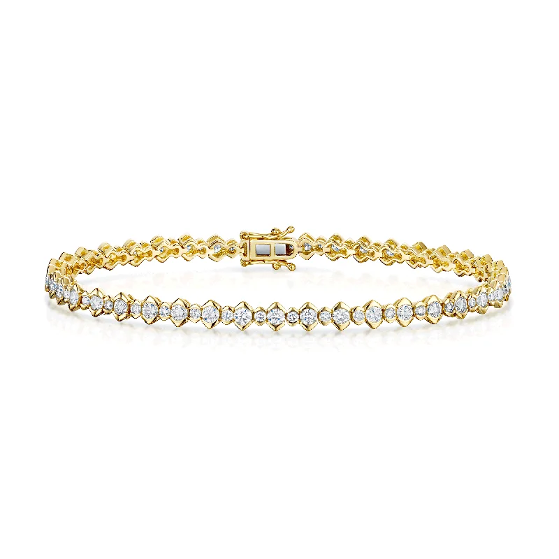 Ladies bracelets age-appropriate-18ct Yellow Gold Round Brilliant Cut Fancy Diamond Tennis Bracelet