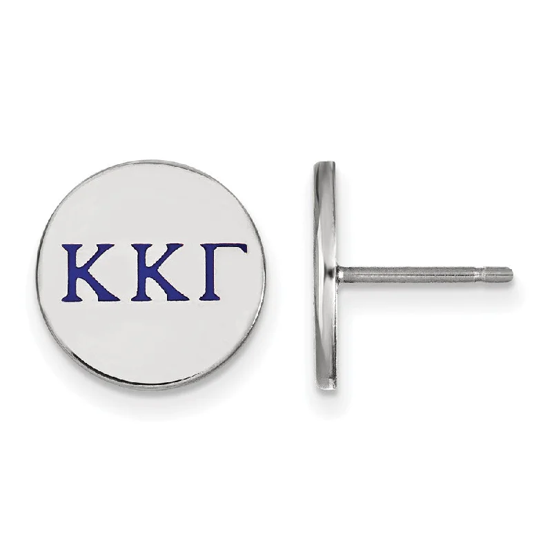 Ladies earrings age-appropriate-Sterling Silver Kappa Kappa Gamma Enamel Greek Letters Post Earrings