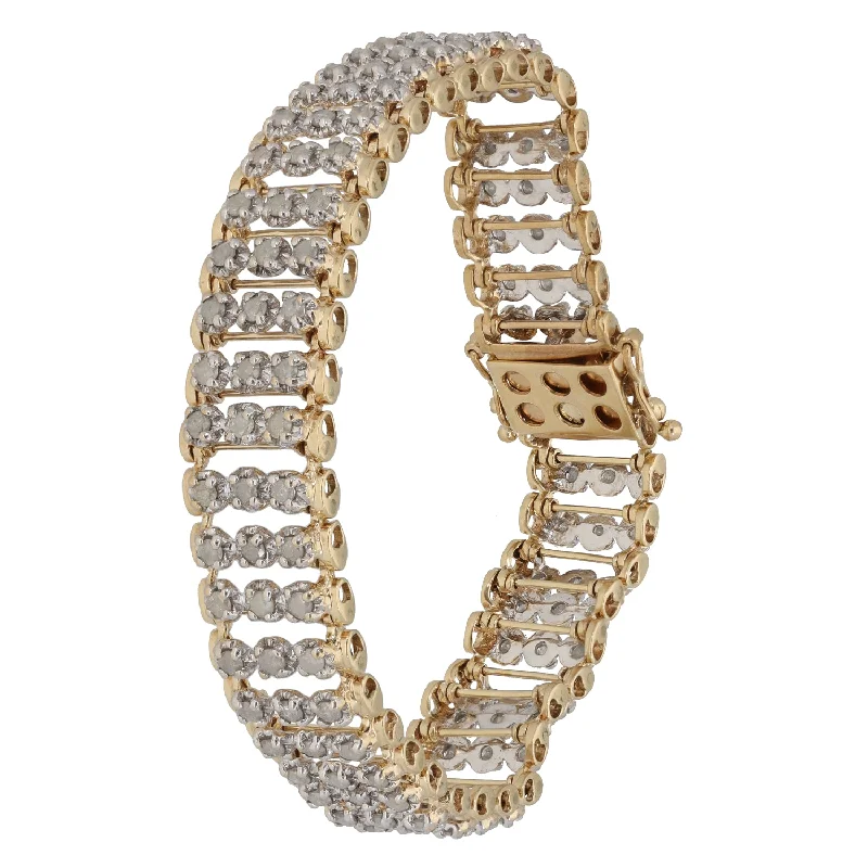 Ladies bracelets hypoallergenic-9ct Gold 4.92ct Diamond Fancy Stone Set Bracelet