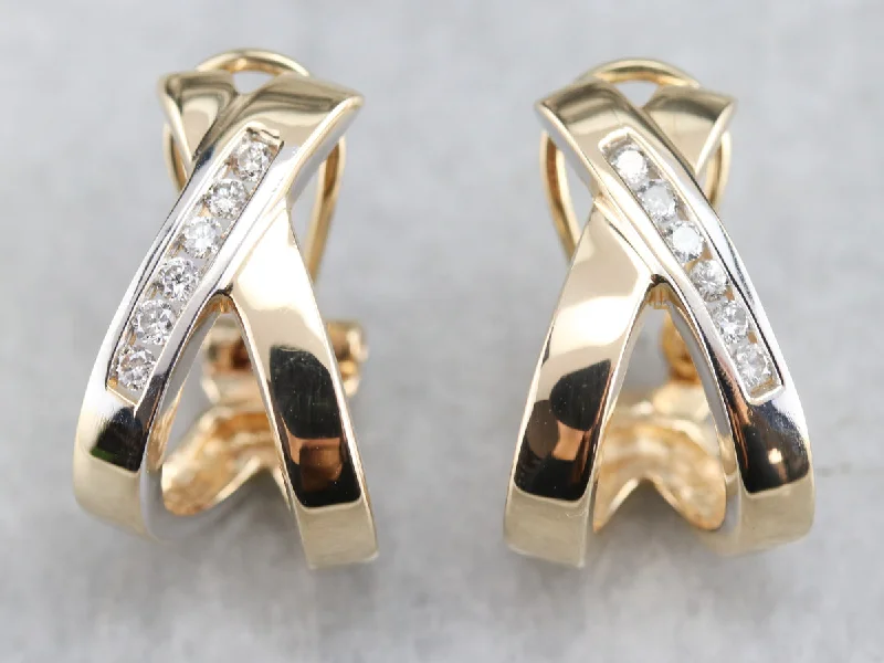 Ladies earrings holiday gifts-Diamond Drop Hoop Earrings