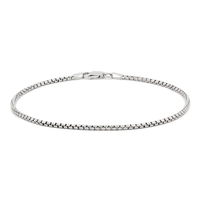 Ladies bracelets floral designs-Round Box Anklet Bracelet (14K)