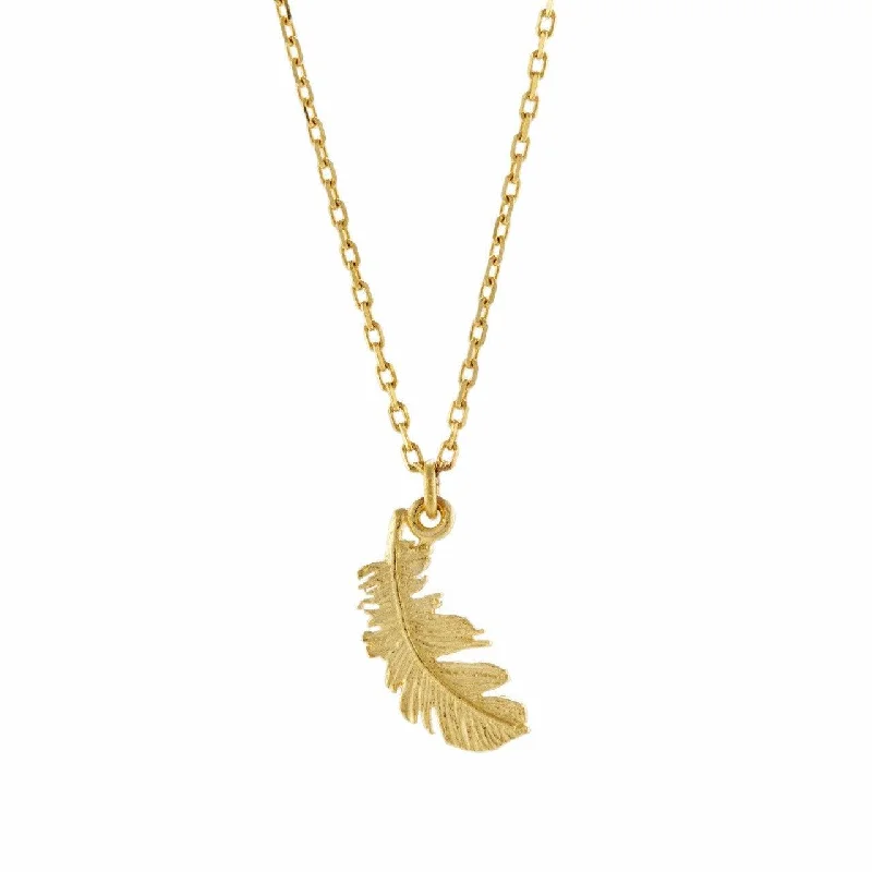 Ladies necklaces memory treasures-Alex Monroe Teeny Tiny Plume Feather Necklace in 18ct Solid Gold