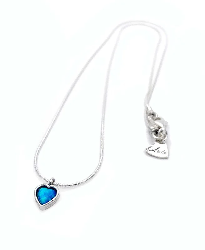 Ladies necklaces budget finds-Aviv Opal Heart Necklace