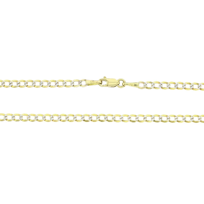 Ladies bracelets rose gold-Two Tone Cuban Anklet Bracelet (14K)