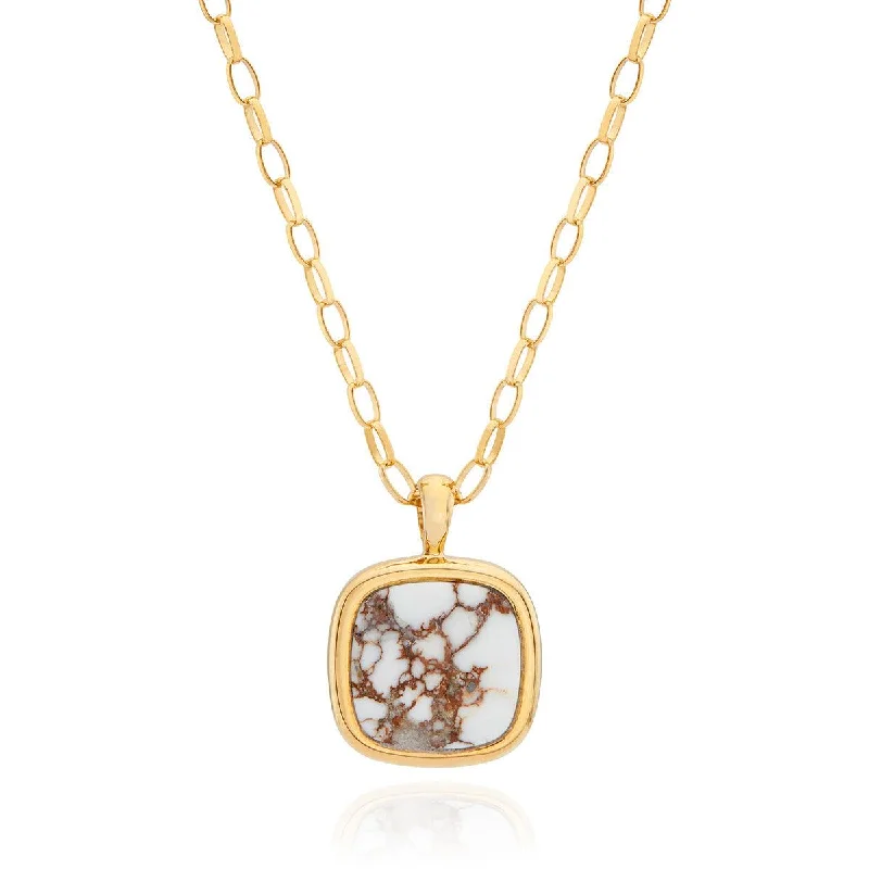 Ladies necklaces gold-plated-Anna Beck Gold Vermeil White Buffalo Turquoise Pendant Necklace