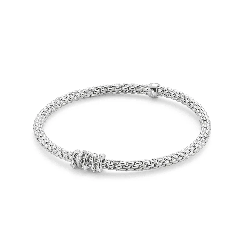 Ladies bracelets casual vibes-Prima 18ct White Gold Bracelet With Five Diamond Set Rondels