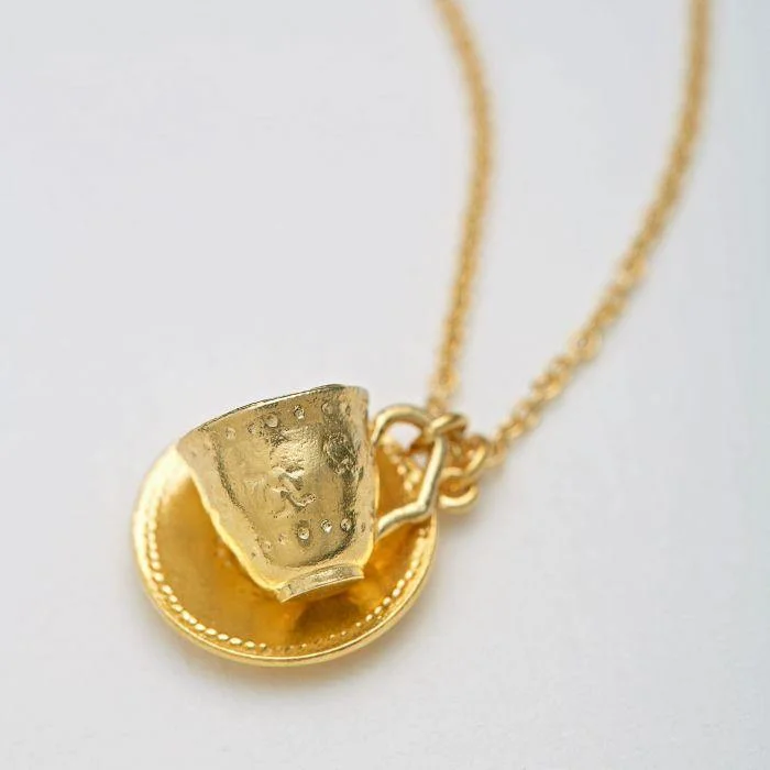 Ladies necklaces intricate patterns-Alex Monroe Teacup and Saucer Necklace