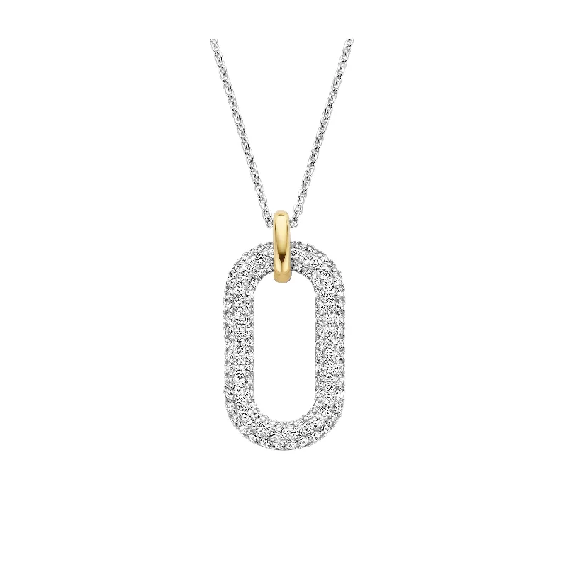 Ladies necklaces limited releases-Ti Sento Cubic Zirconia Oval Link Necklace