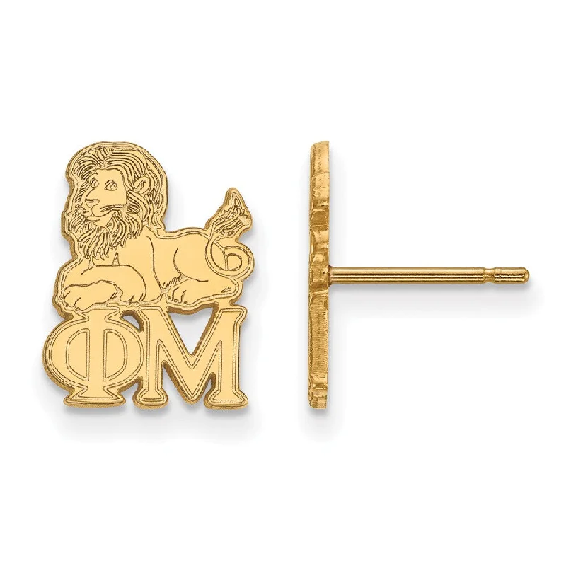 Ladies earrings designer labels-14K Plated Silver Phi Mu XS Post Earrings