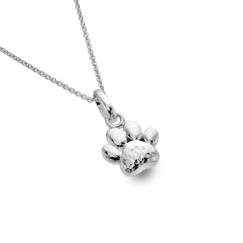 Ladies necklaces birthday gifts-Sea Gems Sterling Silver Dog Paw Pendant Necklace