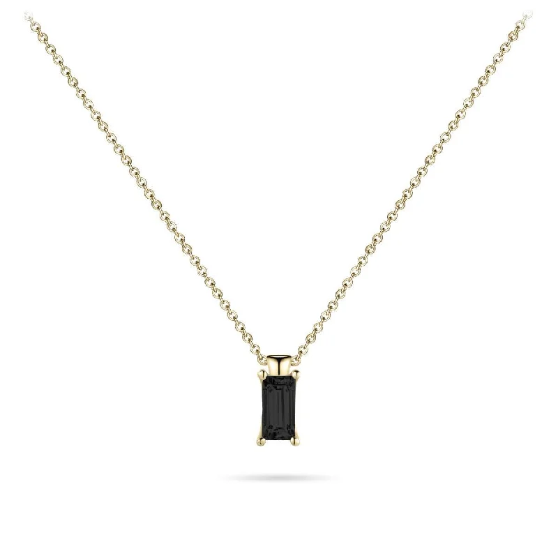 Ladies necklaces global brands-Gold Vermeil Silver Black Solitaire Baguette Pendant Necklace