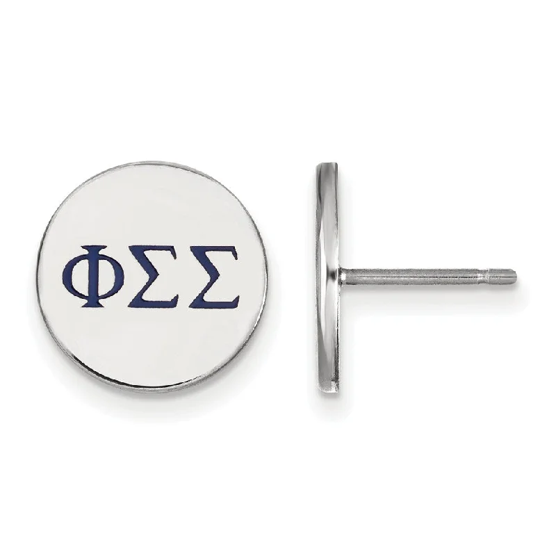 Ladies earrings global brands-Sterling Silver Phi Sigma Sigma Enamel Greek Letters Post Earrings