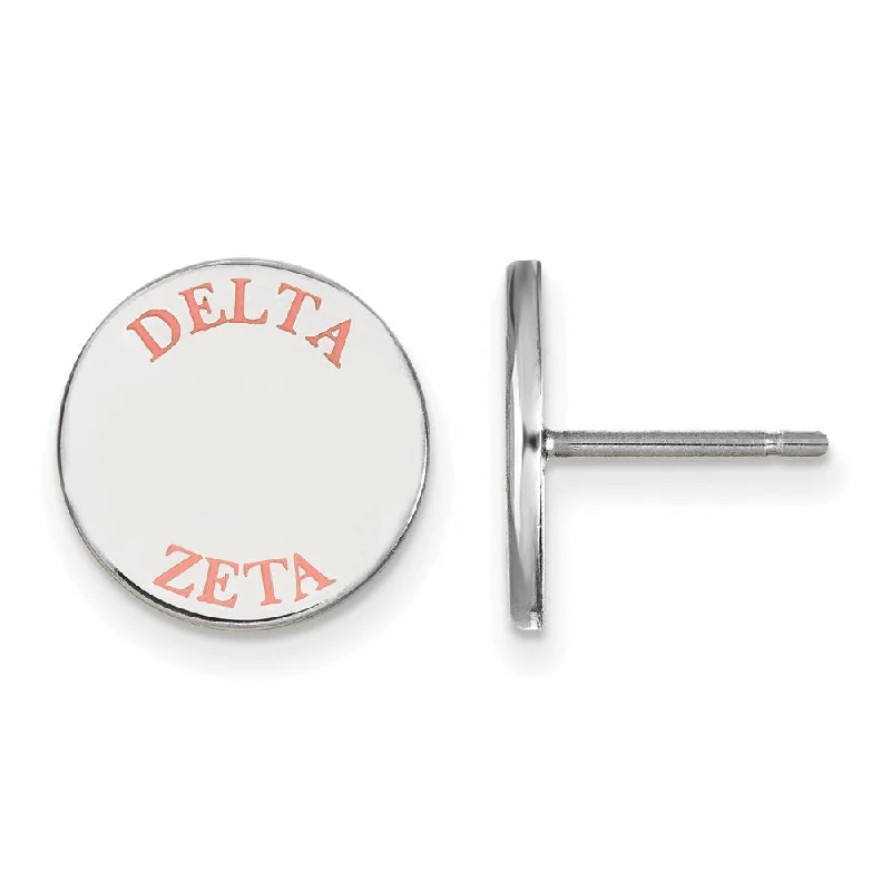 Ladies earrings buying tips-Sterling Silver Delta Zeta Pink Enamel Post Earrings