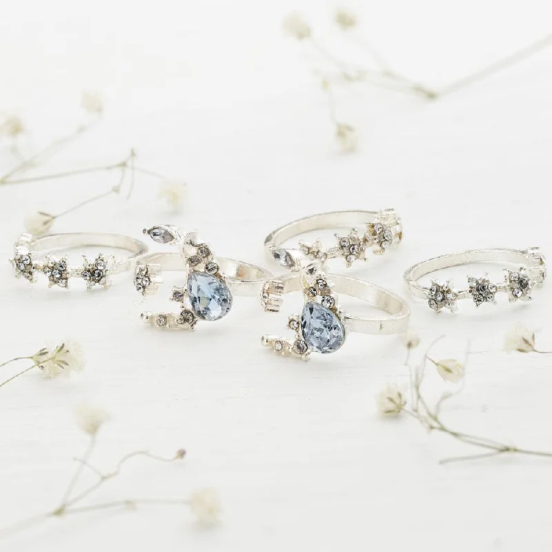 Ladies rings proposal gifts-Lunar & Stars Bliss Ring Set