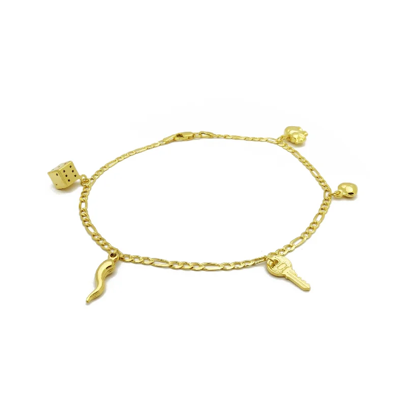 Ladies bracelets geometric shapes-Fancy Multi Mini Figures Bracelet (14K)