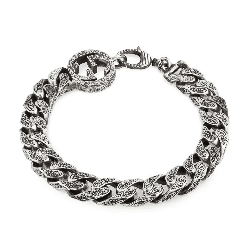 Ladies bracelets care advice-Gucci Interlocking Aged Sterling Silver Chain Bracelet